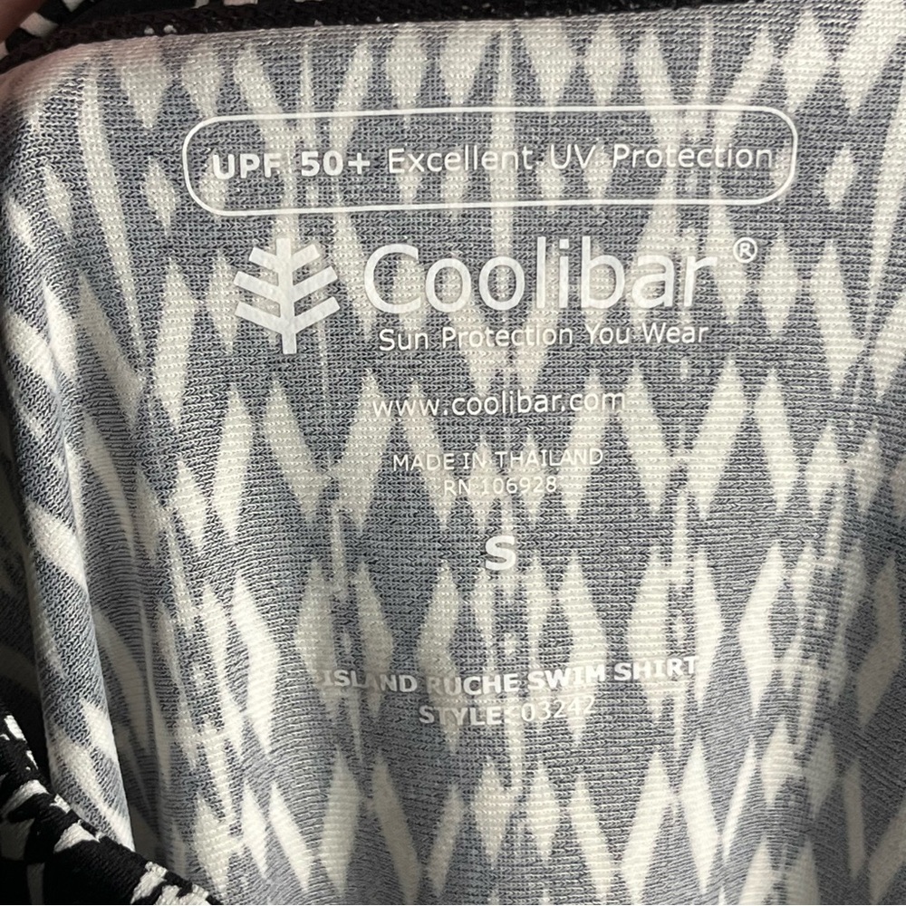 Coolibar Island Quarter Zip Swim Shirt Dress UPF 50+ – Black/White Ikat – Size S - Picture 9 of 11